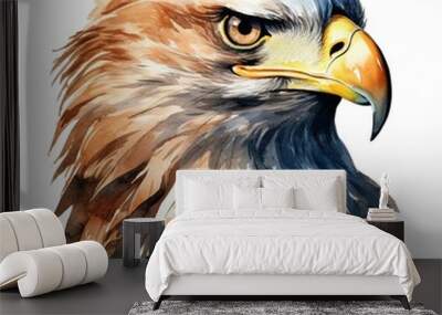 Eagle head  clipart, watercolor illustration clipart, 1500s, isolated on white background , low texture Wall mural