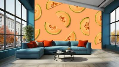 Colorful fruit pattern of melon slices Wall mural