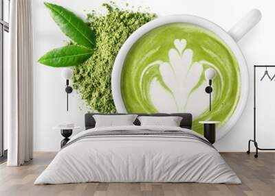 Cup of green tea matcha latte Wall mural