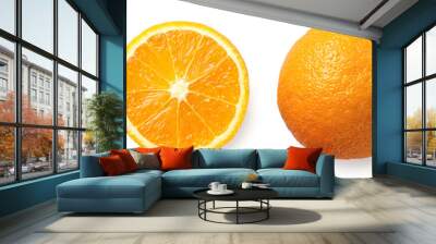 Fresh whole, half and sliced orange Wall mural