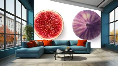 Fresh whole and sliced fig on white background Wall mural