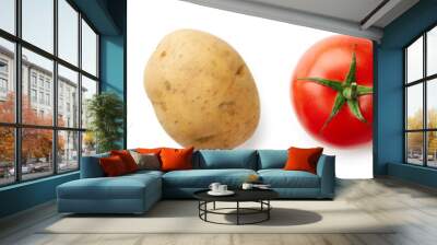 Set of different fresh vegetables isolated on white background Wall mural