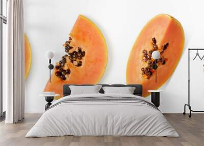 Set of fresh ripe papaya fruit slices Wall mural