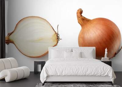 Set of fresh whole and sliced onions Wall mural