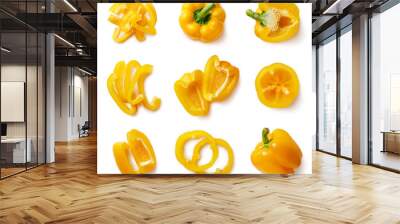 Set of fresh whole and sliced sweet pepper Wall mural