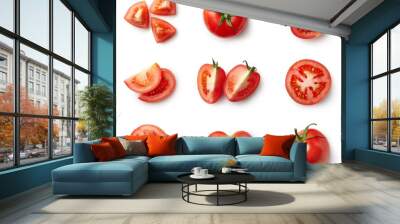 Set of fresh whole and sliced tomatoes Wall mural