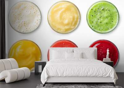 Set of various fresh fruit smoothies Wall mural