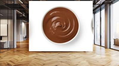 Set of various melted chocolate bowls (dark, milk and white) isolated on white background Wall mural