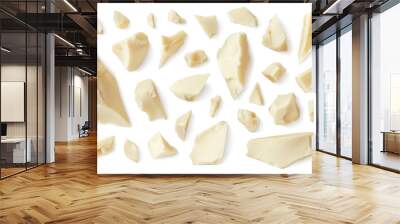 White broken chocolate pieces isolated on white background Wall mural