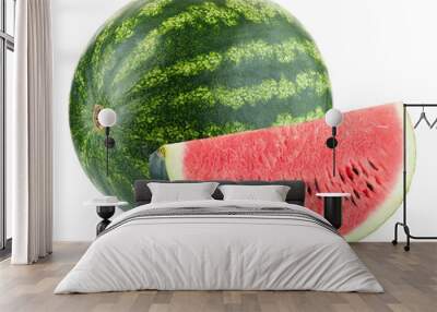 Whole and slice of ripe watermelon Wall mural