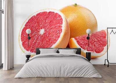 Whole and sliced grapefruit Wall mural