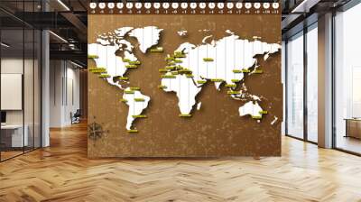 CARTE MONDE FUSEAUX HORAIRES Wall mural