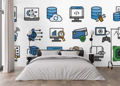 Digital Technology icon set	 Wall mural