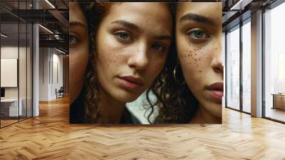 striking, close-up portrait of three women Wall mural