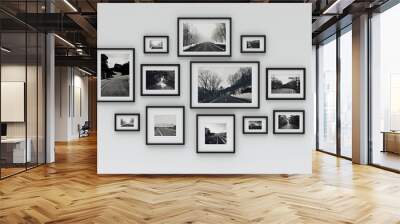 picture in photo frame on wall.Concept country road (3d rendering) Wall mural