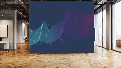 Big data visualization. Graphic abstract background communication. Perspective backdrop visualization. Analytical network complex. Vector illustration. Wall mural