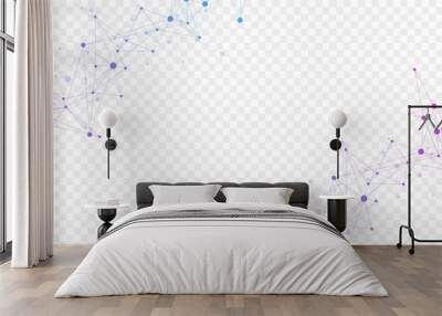 Connecting dots and lines. Abstract geometric plexus style background. Hand drawn vector art Wall mural