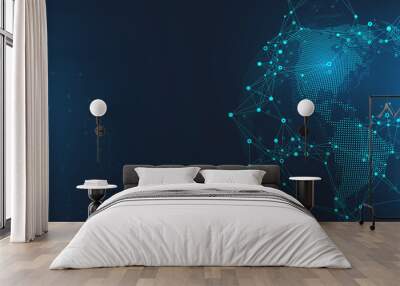 Global communication network concept illustration. Social network communication in the global business. Big data visualization. Internet technology Wall mural