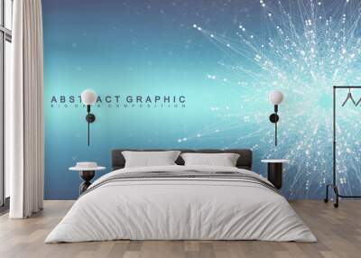 Global network connection. Network and big data visualization background. Futuristic global business. Vector Illustration. Wall mural