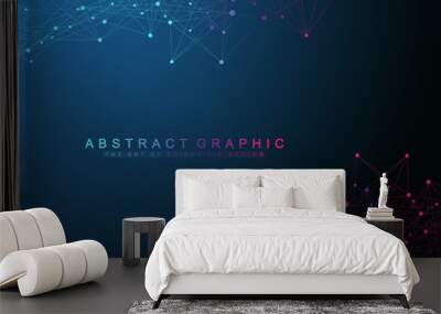 Global network connections with points and lines. Networking and Big Data visualization background. Futuristic global business. Vector Illustration Wall mural