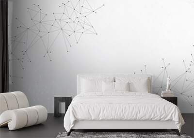 Grey graphic background illustration dots with connections for your design Wall mural