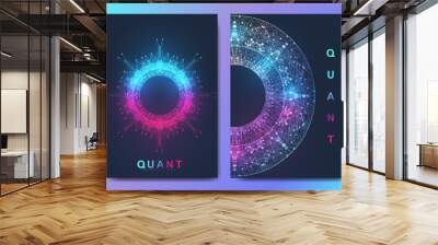 Modern vector template for brochure, leaflet, flyer, cover, banner, catalog, magazine, annual report. Quantum technology. Futuristic explosion design. Big data visualization. Artificial intelligence Wall mural