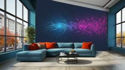 Quantum computer technology concept. Deep learning artificial intelligence. Big data algorithms visualization for business, science, technology. Waves flow, illustration. Wall mural