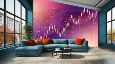 Stock market or forex trading graph chart suitable for financial investment concept. Economy trends background for business idea. Abstract finance background. Vector illustration. Wall mural