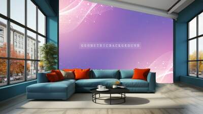 Technology abstract background with connected line and dots. Big data visualization. Artificial Intelligence and Machine Learning Concept Background. Analytical networks. Wave flow, vector Wall mural