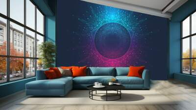 Virtual global internet connection metaverse with a new experience in metaverse virtual reality technology. Metaverse digital world smart futuristic interface technology background, illustration Wall mural