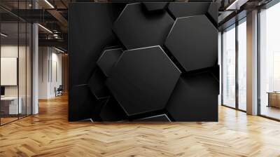 Dark grey hexagon pattern background for tech or gaming Wall mural