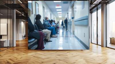 Patients waiting for an appointment in the hospital corridor Wall mural