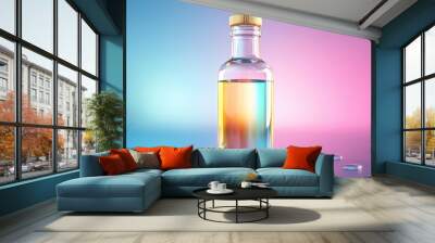 Bottled energy drink with neon colors, 3D illustration Wall mural