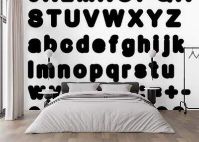 Fat Retro Bubble Font Big & Small Letters with Signs & Numbers Wall mural