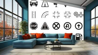 Traffic Icons Black & White Set Big Wall mural