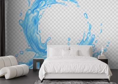 Water frame. Transparent splash of water flow in a circle. Vector illustration. Wall mural