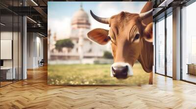 A cow with mosque background created using Generative AI Technology  Wall mural