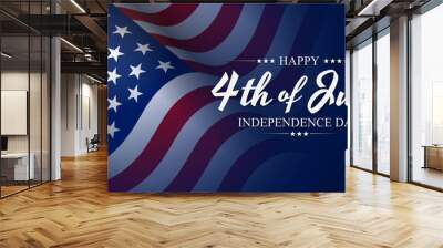 Happy 4th of July greeting Card 2023 with usa waving flag vector background illustration for banner, poster, social media feed, Happy Independence Day united states of america background Wall mural