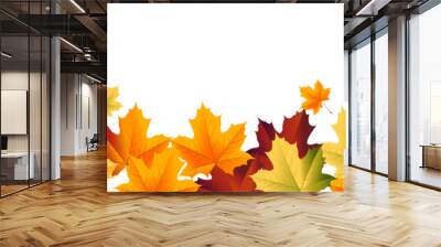 Maple leaf  with green yellow red color for autumn or thanksgiving design, maple leaves frame header Wall mural