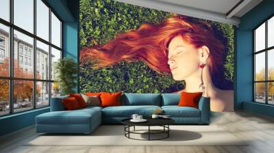 sleeping redhead girl Wall mural