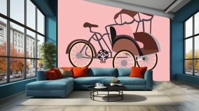 becak rickshaw indonesia jakarta icon flat vector illustration transportation Wall mural