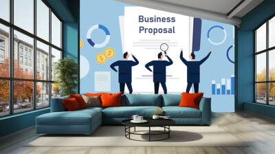 business proposal team propose company plan analyze professional financial analysis Wall mural