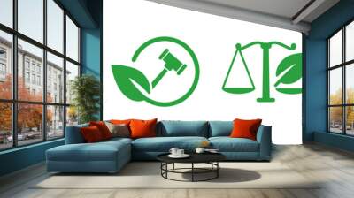 Environmental law justice legislation related to green eco sustainable environment protection climate change icon Wall mural