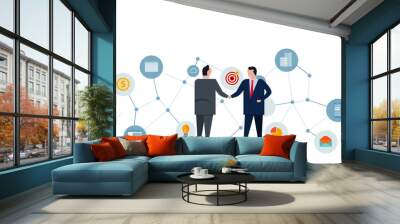 handshake businessman two leader making deals corporate partnership network cooperation and communication Wall mural