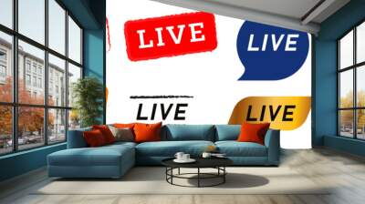 live stamp speech bubble button label sticker sign streaming video media broadcasting Wall mural