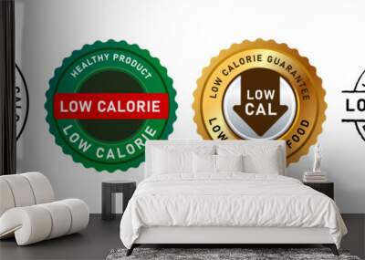 Low calorie dietary food low cal product badge label seal stamp Wall mural