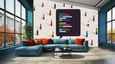 open source software development coding collaboration crowd working together line of code exchange digital Wall mural