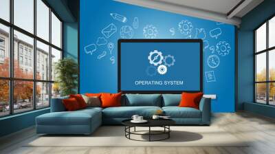 os operating system software computer laptop screen gear icon Wall mural