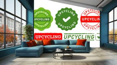 rectangle and circle stamp labels ticker upcycling sign for reusable sustainability natural recycling environment Wall mural