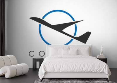 Airplane aviation vector logo design concept. Airline logo plane travel icon. Airport flight world aviation. Wall mural